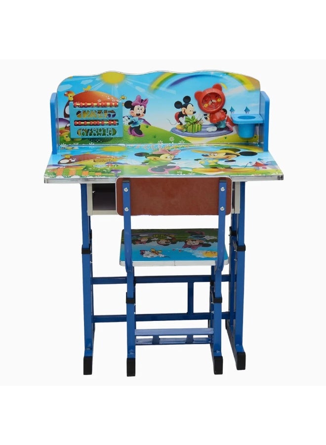 صندوق العاب طقم طاولة قابلة للطي للأطفال وكرسي واحد ومكتب دراسة محمول بطابع كرتوني وأثاث تعليمي سهل الطي للتخزين مثالي للوجبات الخفيفة والفنون والواجبات المنزلية والتعلم في الحضانة ينمو مع طفلك - ميكي ماوس - Image 3