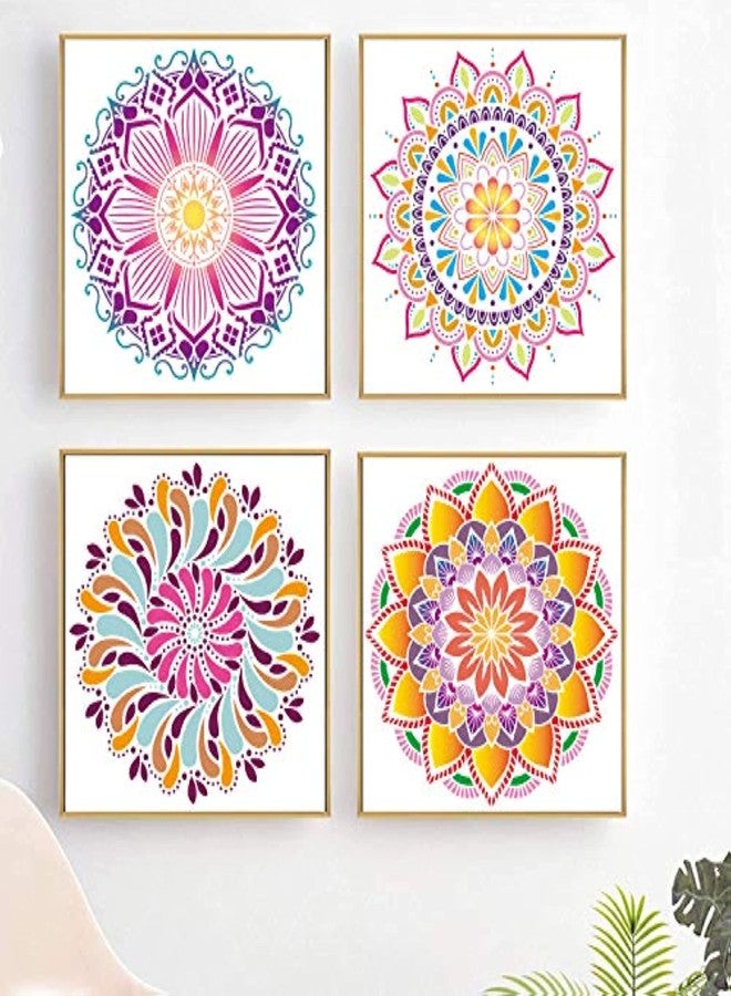 Ivana's 9 Pack 12 x 12 Inch Large Rangoli Stencils Mandala Stencil Laser Cut Painting Template for DIY Art | Wall Stencil, Tile Stencil, Floor Stencils - Wall Stencils for Painting Large Pattern - Image 4
