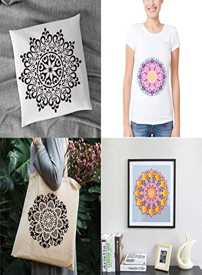 Ivana's 9 Pack 12 x 12 Inch Large Rangoli Stencils Mandala Stencil Laser Cut Painting Template for DIY Art | Wall Stencil, Tile Stencil, Floor Stencils - Wall Stencils for Painting Large Pattern - Image 5