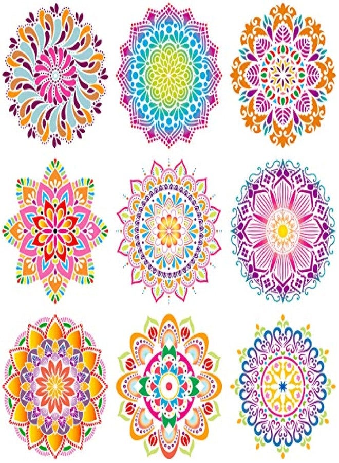 Ivana's 9 Pack 12 x 12 Inch Large Rangoli Stencils Mandala Stencil Laser Cut Painting Template for DIY Art | Wall Stencil, Tile Stencil, Floor Stencils - Wall Stencils for Painting Large Pattern - Image 2