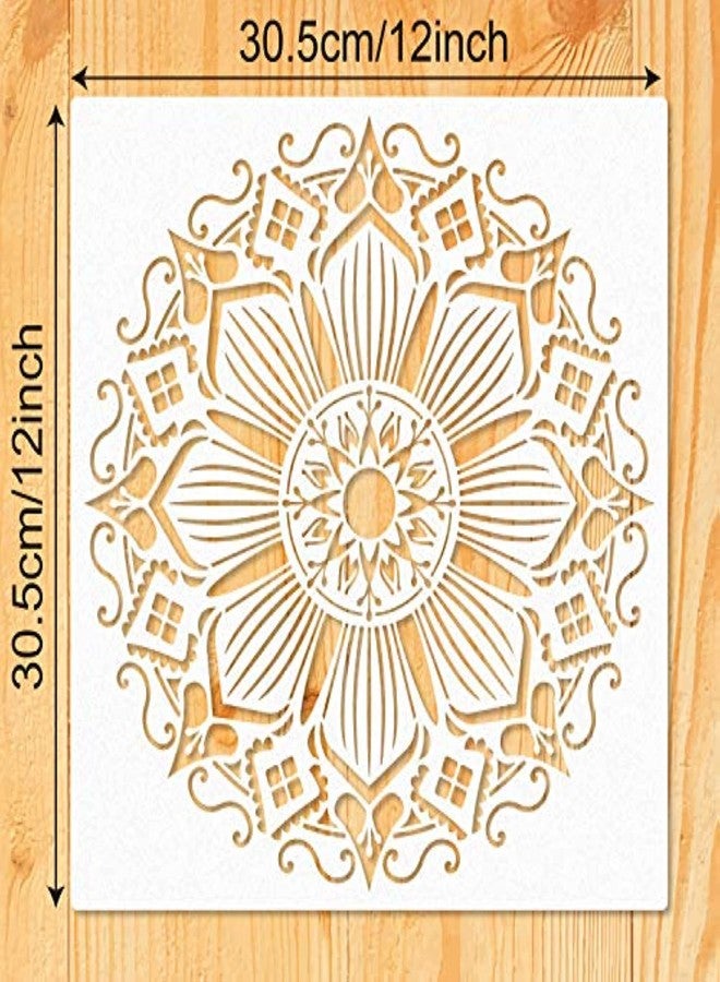 Ivana's 9 Pack 12 x 12 Inch Large Rangoli Stencils Mandala Stencil Laser Cut Painting Template for DIY Art | Wall Stencil, Tile Stencil, Floor Stencils - Wall Stencils for Painting Large Pattern - Image 3
