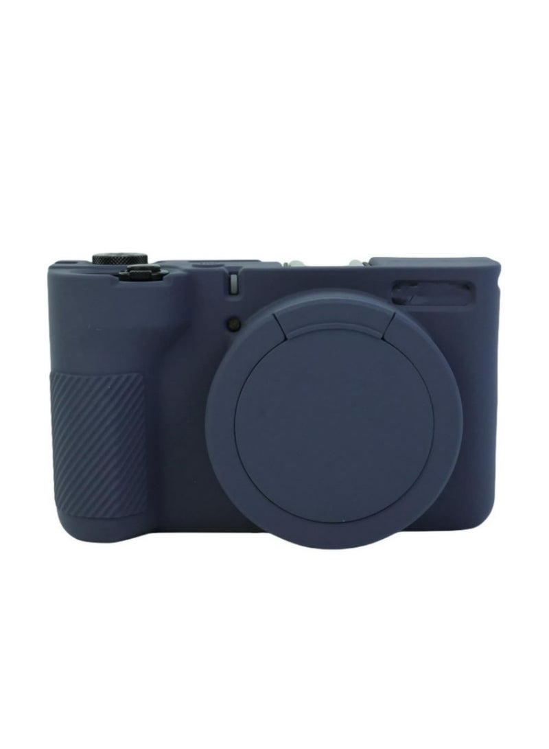 1 قطعة غطاء كاميرا كانون باورشوت V1، حافظة سيليكون ناعمة واقية مع غطاء عدسة قابل للإزالة، مضاد للخدوش، ملامس رقيق، غطاء جلد ناعم لكاميرا كانون V1 للتدوين، أزرق بحري - Image 1