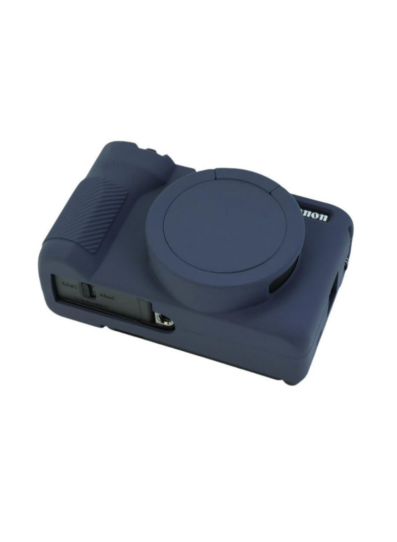 1 قطعة غطاء كاميرا كانون باورشوت V1، حافظة سيليكون ناعمة واقية مع غطاء عدسة قابل للإزالة، مضاد للخدوش، ملامس رقيق، غطاء جلد ناعم لكاميرا كانون V1 للتدوين، أزرق بحري - Image 2