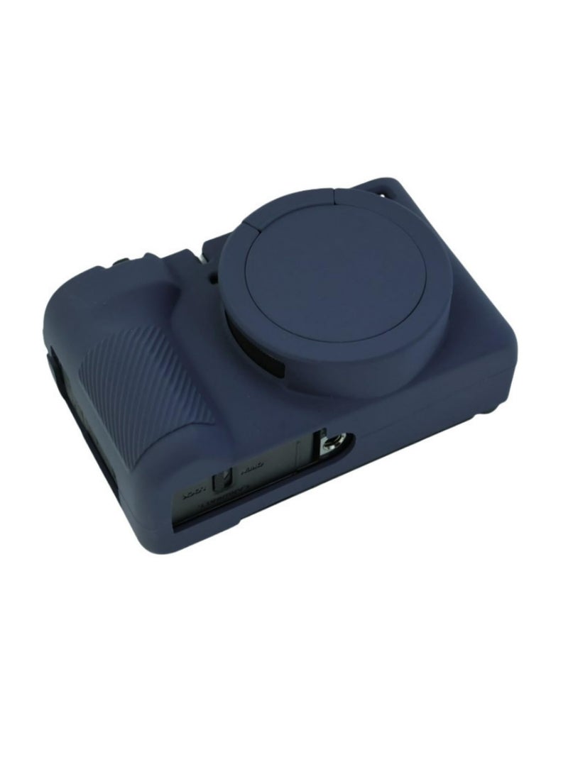 1 قطعة غطاء كاميرا كانون باورشوت V1، حافظة سيليكون ناعمة واقية مع غطاء عدسة قابل للإزالة، مضاد للخدوش، ملامس رقيق، غطاء جلد ناعم لكاميرا كانون V1 للتدوين، أزرق بحري - Image 4