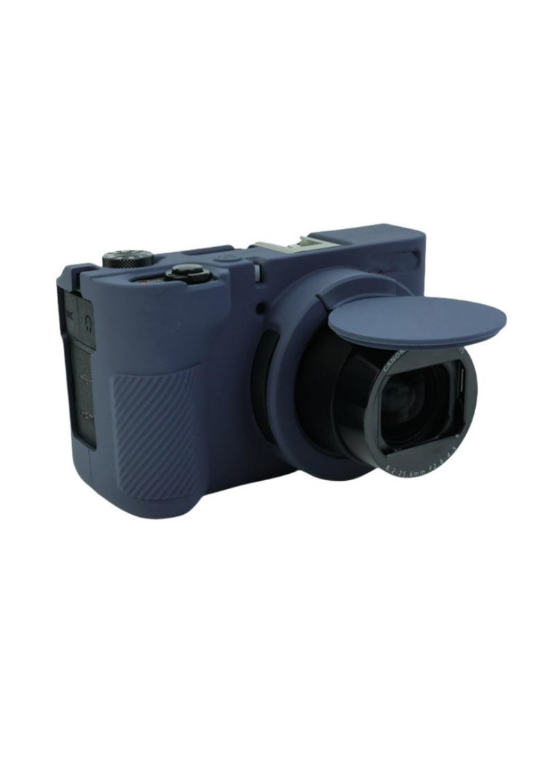 1 قطعة غطاء كاميرا كانون باورشوت V1، حافظة سيليكون ناعمة واقية مع غطاء عدسة قابل للإزالة، مضاد للخدوش، ملامس رقيق، غطاء جلد ناعم لكاميرا كانون V1 للتدوين، أزرق بحري - Image 5