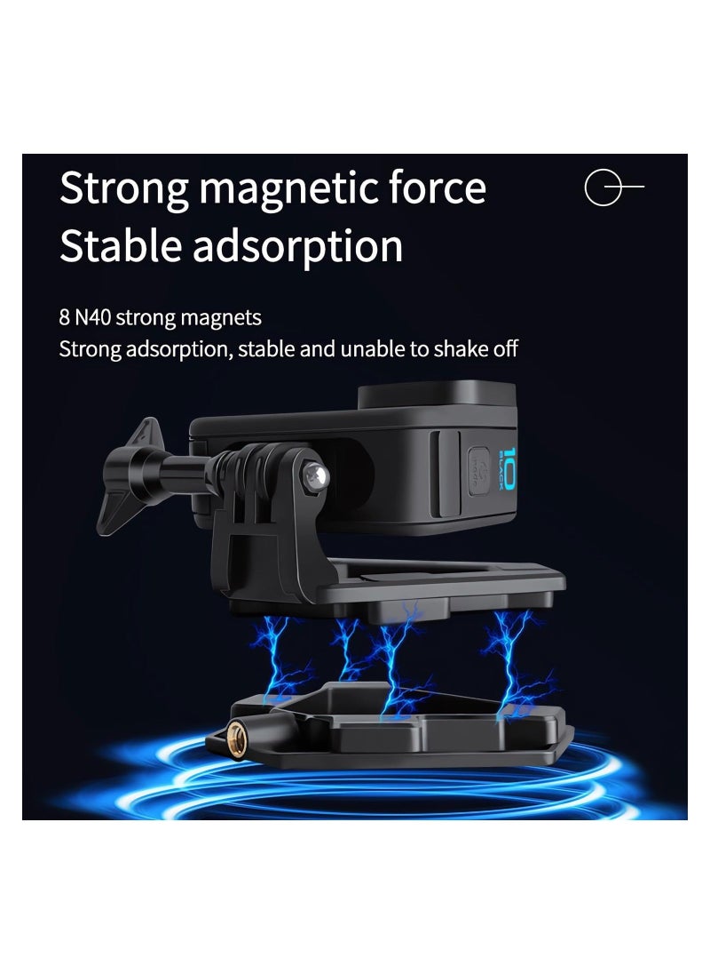 Generic - Magnetic Action Camera Mount for Gopro, Super Magnetic Car Mount Accessories Compatible with GoPro DJI Osmo and Most Action Cameras, Magnetic Chest Mount for Hero (with phone holder) - Image 1