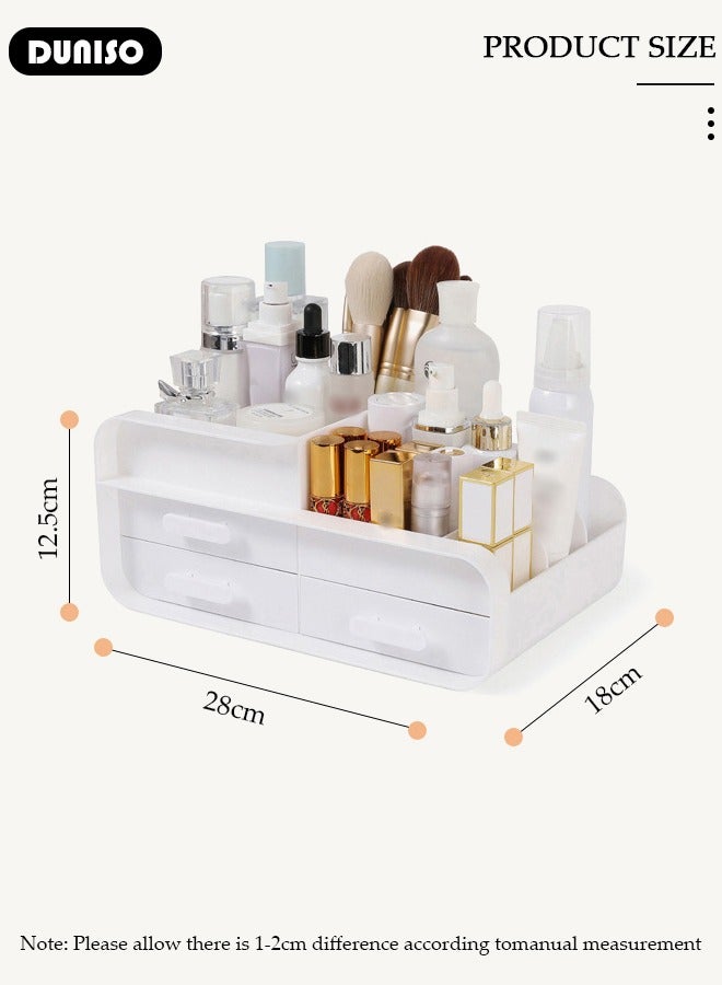 DUNISO Makeup Organizer with 3 Drawers, Large Capacity Countertop Organizer, Desk Cosmetics Organizer for Skin Care,Brushes, Eyeshadow, Lotions, Lipstick, Nail Polish and Jewelry, Countertop Skincare Organizer for Vanity, Bathroom and Bedroom - Image 4