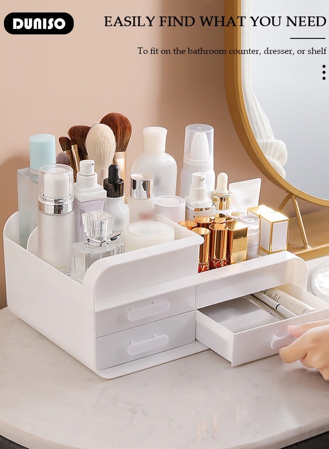 DUNISO Makeup Organizer with 3 Drawers, Large Capacity Countertop Organizer, Desk Cosmetics Organizer for Skin Care,Brushes, Eyeshadow, Lotions, Lipstick, Nail Polish and Jewelry, Countertop Skincare Organizer for Vanity, Bathroom and Bedroom - Image 5