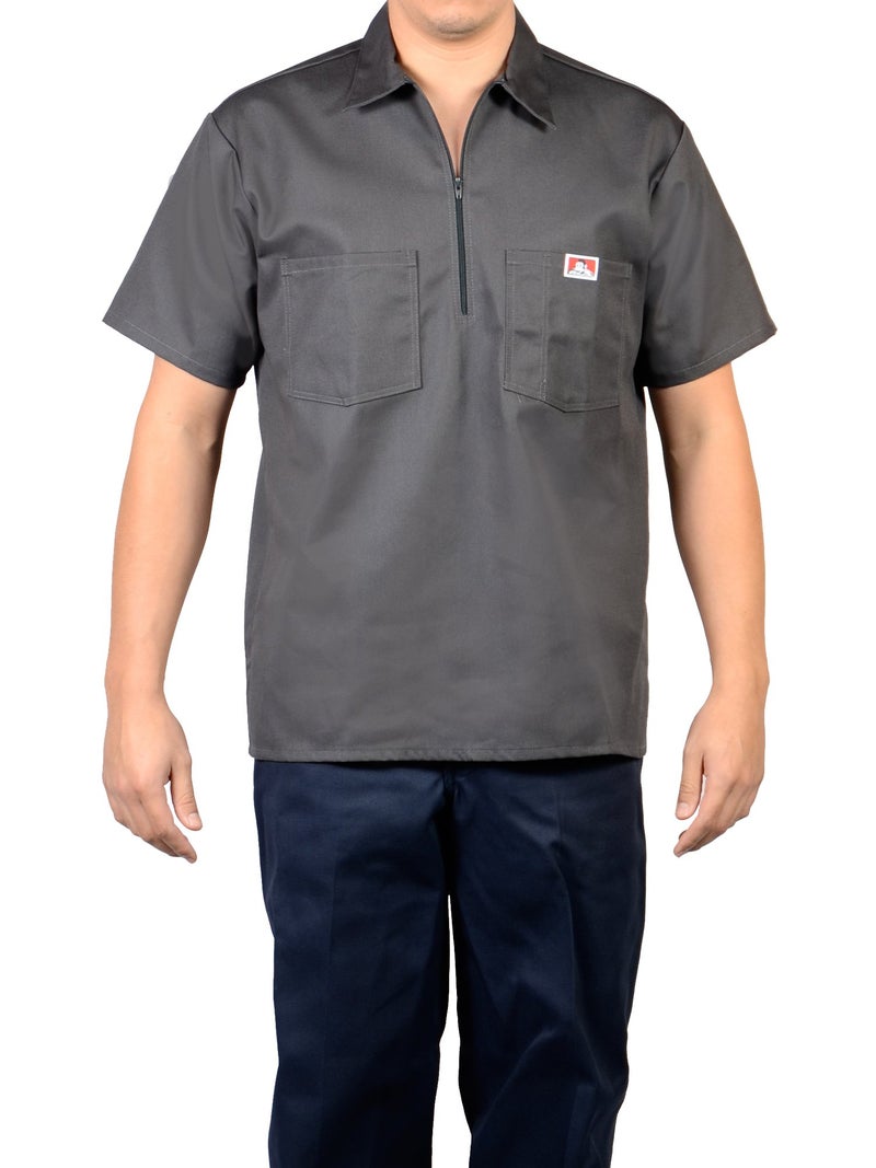 Ben Davis 183 Adult's Solid Color SS Work Shirts Charcoal Medium - Image 2