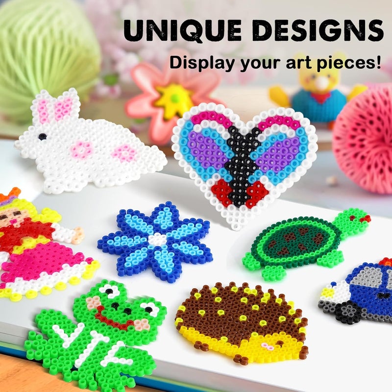 FUNZBO 20 pcs Pegboards for 5mm Fuse Beads Project- Animal Shape Pegboards for Arts and Crafts with Keychains, Hang Ropes and Tweezers, Christmas Gifts for Boys and Girls (Beads Not Included) - Image 5