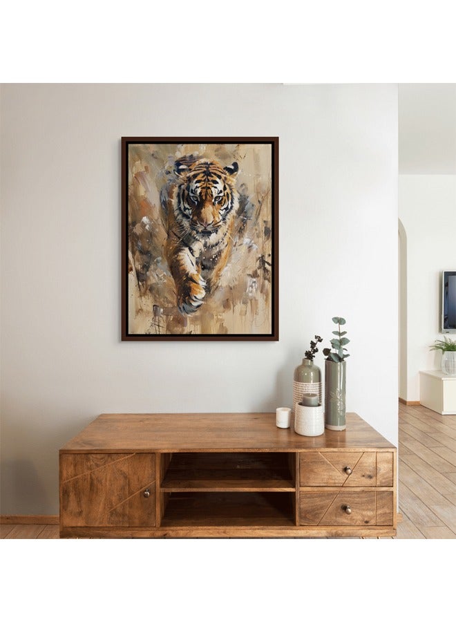 Art Decor Art Decor Framed Canvas Wall Art of Tiger Painting Print Portrait Wild Animal in Jungle Wall Décor for Home Living Room Bedroom Home Décor Gifting  - Image 3