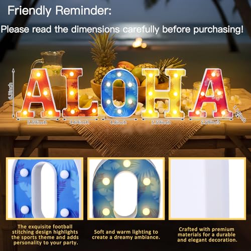 Grinsvalley Hawaiian Luau Party Decorations Aloha Light up Sign Summer Aloha LED Marquee Letter for Party Decorations Hibiscus Tropical Alphabet Letter Summer LED Lights for Wedding Night Birthday - Image 2