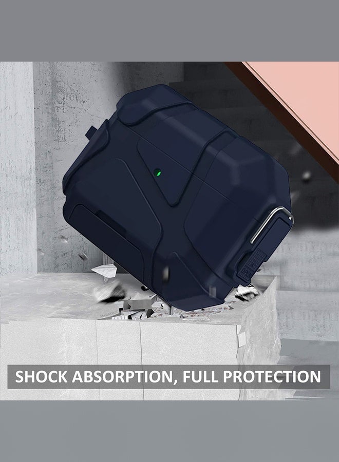 CATANES Rugged Shockproof Case for AirPods Pro 3 with Keychain Lock Clip and Front LED Visibility - Blue - Image 5