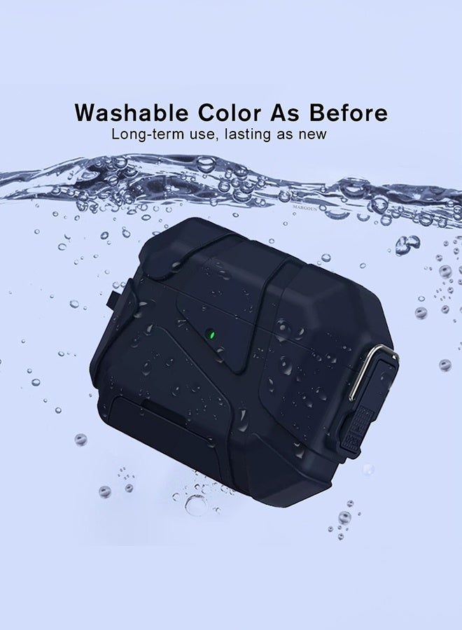 CATANES Rugged Shockproof Case for AirPods Pro 3 with Keychain Lock Clip and Front LED Visibility - Blue - Image 4