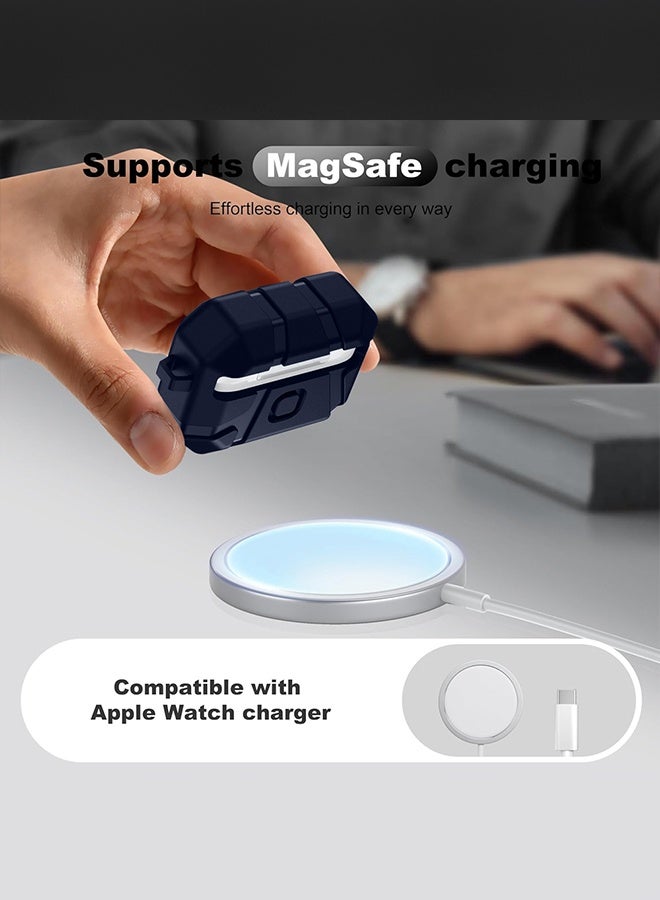 CATANES Rugged Shockproof Case for AirPods Pro 3 with Keychain Lock Clip and Front LED Visibility - Blue - Image 3