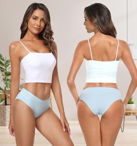 coskefy Women's Underwear Cotton Mid Waisted Ladies Panties Moderate Coverage Briefs 4 Pack - Image 5