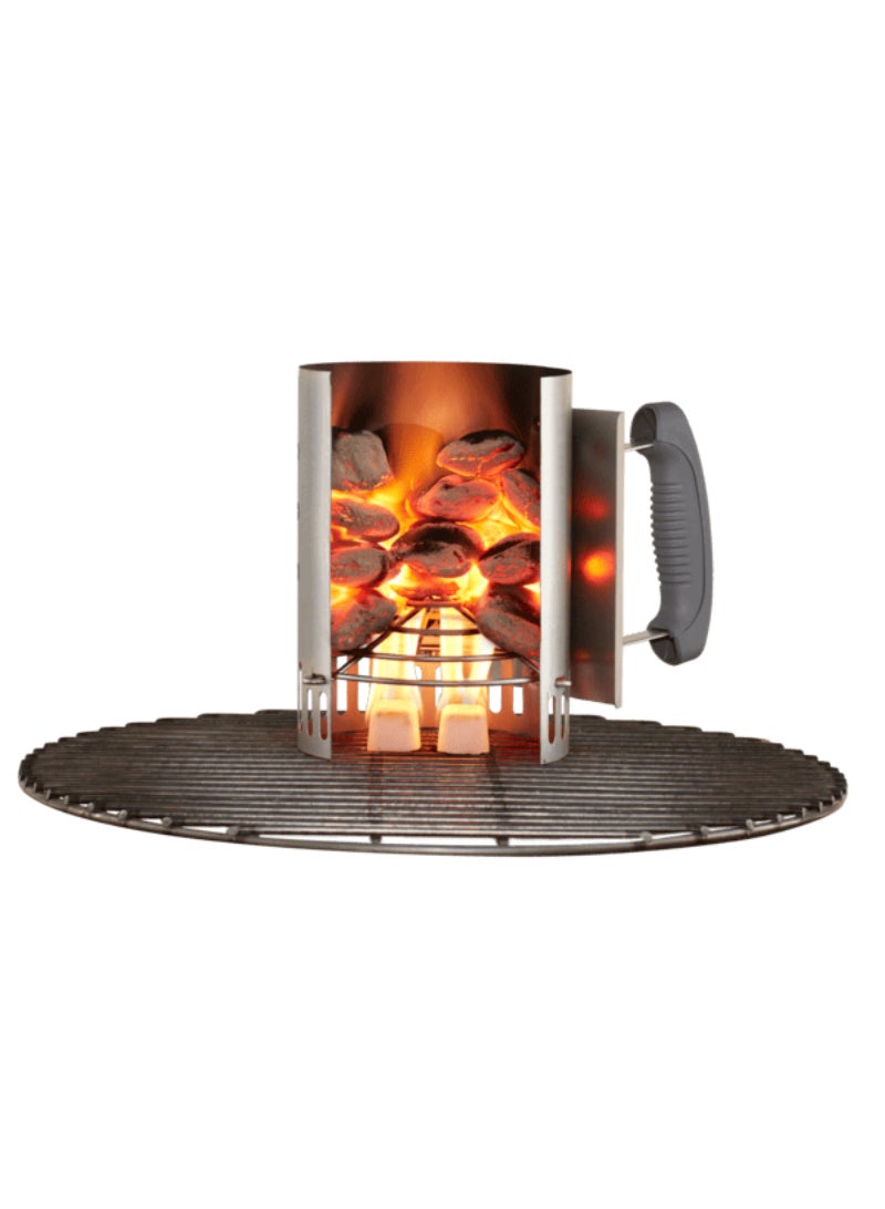 Weber Rapidfire Compact Elegant Charcoal Chimney Starter with Ergonomic Handle Silver JAH7447 - Image 1