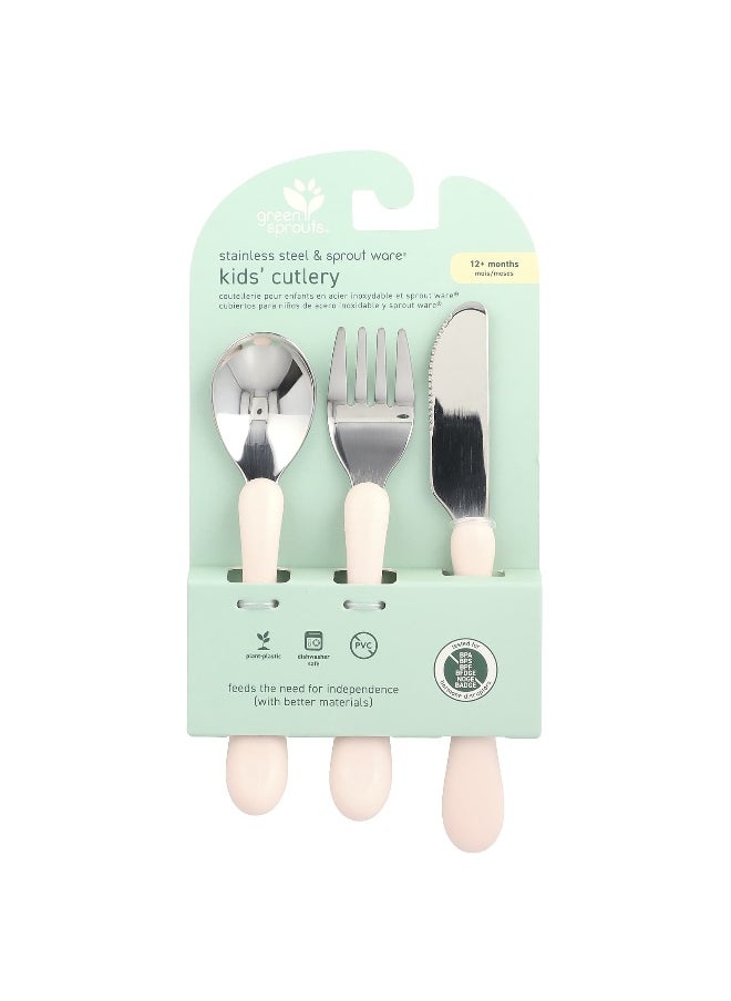 green sprouts Green Sprouts, Stainless Steel & Sprout Ware®, Kid's Cutlery, 12+ Months, Pink, 3 Pieces  - Image 1