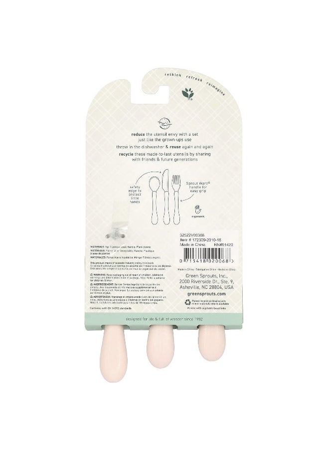 green sprouts Green Sprouts, Stainless Steel & Sprout Ware®, Kid's Cutlery, 12+ Months, Pink, 3 Pieces  - Image 2
