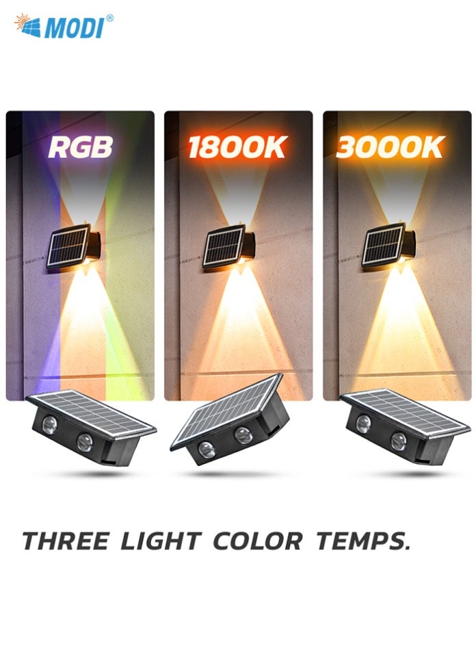 مودي مصباح جداري يعمل بالطاقة الشمسية، مقاس 155×98×60.5 مم، لون كهرماني دافئ 1800 كلفن / لون أبيض دافئ 3000 كلفن / مصباح جداري LED متغير الألوان RGB | إضاءة ديكورية مقاومة للماء تعمل بالطاقة الشمسية للحدائق والسياج والفناء | إضاءة خارجية موفرة للطاقة وطويلة الأمد لتزيين المنزل - Image 5
