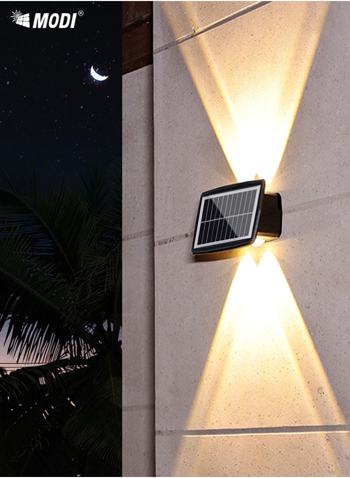 مودي مصباح جداري يعمل بالطاقة الشمسية، مقاس 155×98×60.5 مم، لون كهرماني دافئ 1800 كلفن / لون أبيض دافئ 3000 كلفن / مصباح جداري LED متغير الألوان RGB | إضاءة ديكورية مقاومة للماء تعمل بالطاقة الشمسية للحدائق والسياج والفناء | إضاءة خارجية موفرة للطاقة وطويلة الأمد لتزيين المنزل - Image 3