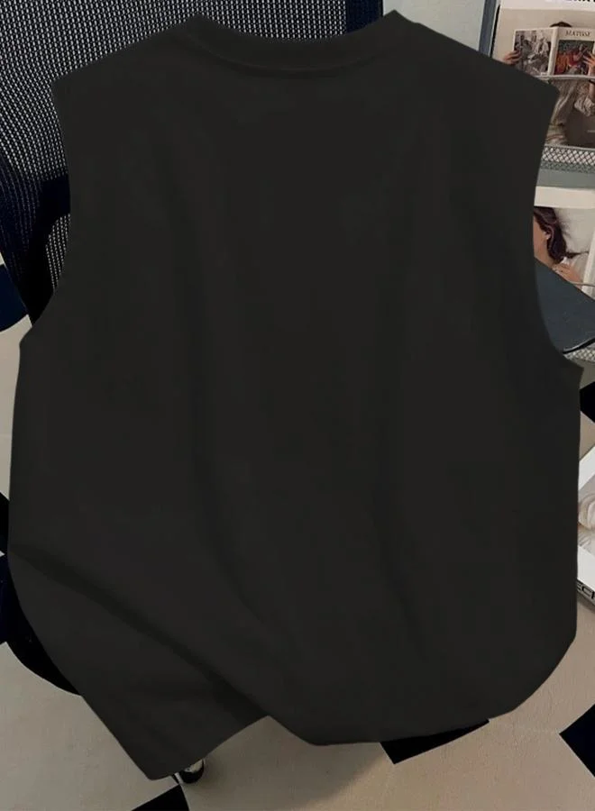 Take Two Men Black Plain Sleeveless Tank Top