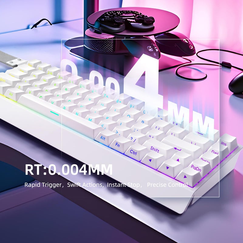 IROK Mer68 Wired 68 Keys, Magnetic Switch Mechanical Keyboard, 8KHZ Polling Rate/Latency As 0.125MS/256KHZ Single Key Scan Rate/ARGB/, Hot Swappable Gaming Keyboard(White) - Image 5