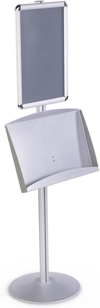 Displays2go Brushed Silver Satin Aluminum Sign Stand and Literature Rack 1814 x 54 x 14Inch for Displaying 11 x 17Inch Posters - Image 2
