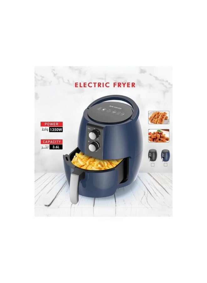 Tradeo 3.6L Electric Air Fryer 1350W Healthy Oil-Free Cooker with Adjustable Temperature and Timer - Blue - Image 3