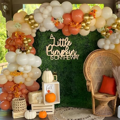Eopelsm Little Cutie Party Decorations 155PCS Fall Orange Balloon Garland Arch Kit for Wedding Birthday Autumn Thanksgiving Party Supplies - Image 1