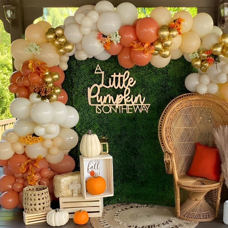 Eopelsm Little Cutie Party Decorations 155PCS Fall Orange Balloon Garland Arch Kit for Wedding Birthday Autumn Thanksgiving Party Supplies - Image 2