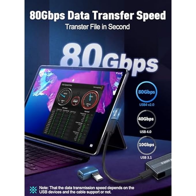 rayihni 90 DEGREE USB C ADAPTER 80GBPS, 240W USB C RIGHT ANGLE ADAPTER, 8K@60HZ VIDEO DISPLAY USB4 V2.0 90 DEGREE TYPE C EXTENDER FOR THUNDERBOLT 5/4/3, IPHONE 15/16, MACBOOK,STEAM DECK, 2 PACK - Image 2