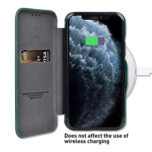 PULOKA for iPhone 14 Pro Max - Sleek Flip Case - Premium Vegan Leather Phone Cover with Card Slot - Slim, Durable, Privacy Protection - Kickstand Function - Elegant Flip Wallet Cases for Apple - Blue - Image 4