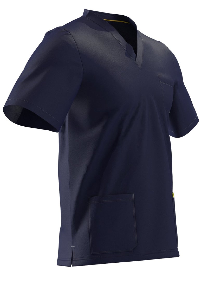 Doctor - Scrub Comfortable Navy Blue Lycra fabric with many pockets is meticulously crafted to retain its color without fading with repeated washing - Image 1