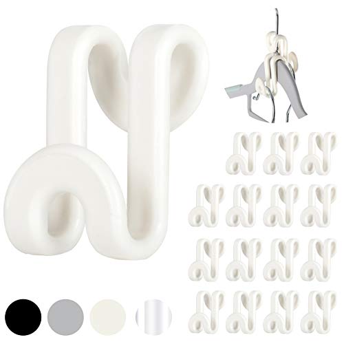 Mlici Cascading Hanger Connector 60 Pcs Plastic Connector Hooks for Velvet Hanger or Clothes Hangers Space Saving Hangers Hooks Closet Organizer  White