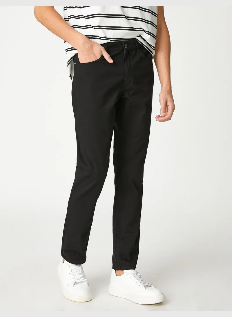 كوتون Basic Gabardine Trousers Buttoned Pocket Detail Cotton