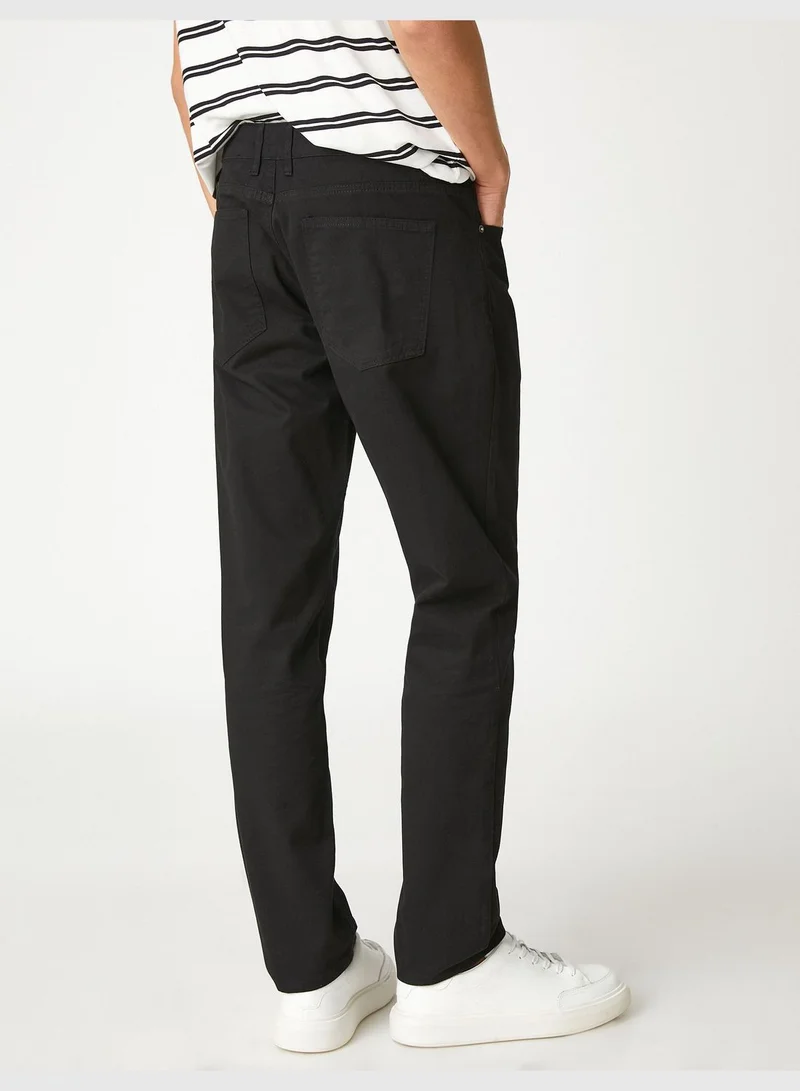 كوتون Basic Gabardine Trousers Buttoned Pocket Detail Cotton