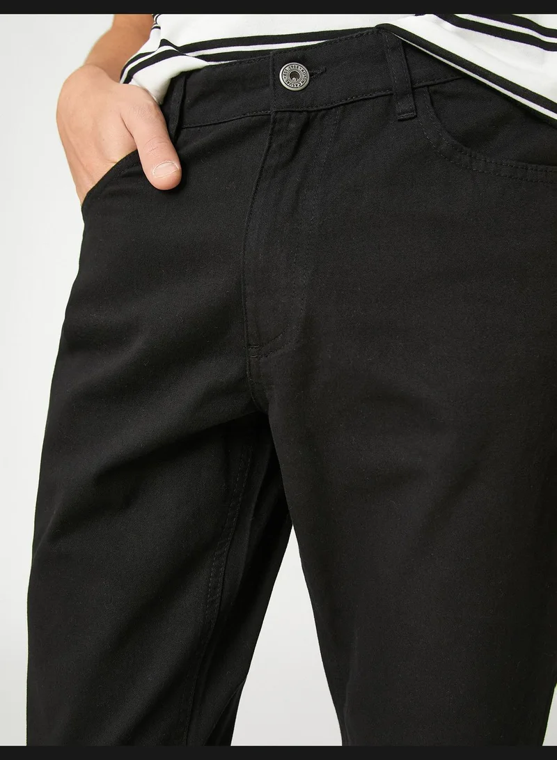 كوتون Basic Gabardine Trousers Buttoned Pocket Detail Cotton