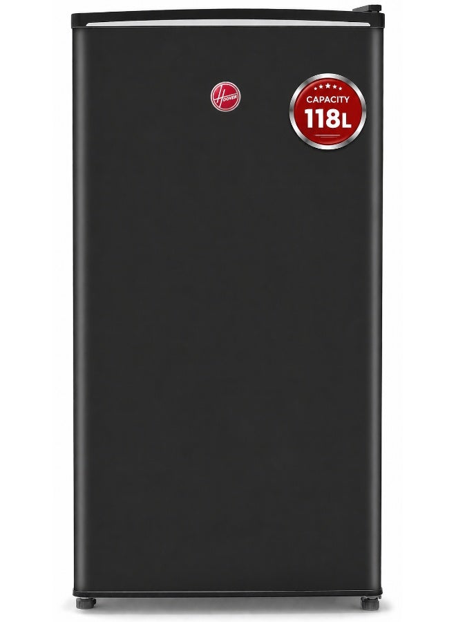 HOOVER 118L Single Door Compact Refrigerator with Freezer Compartment - Mechanical Control, Adjustable Thermostat, Security Lock, 1 Removable Shelf, Defrost Feature, 1 Year Warranty, Black HSD-K118-B 118 L HSD-K118-B Black - Image 1