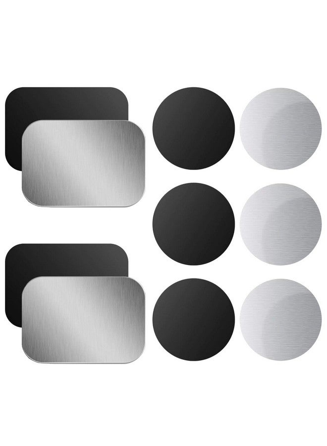 OWLKELA Mount Metal Plate For Phone Magnet Car Mount Holder Cradle With Adhesive Universal Replacement Sticker Compatible With Magnetic Mounts 10 Pack Black And Silver (4 Rectangle And 6 Round) - Image 1