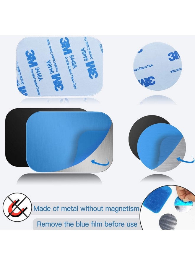 OWLKELA Mount Metal Plate For Phone Magnet Car Mount Holder Cradle With Adhesive Universal Replacement Sticker Compatible With Magnetic Mounts 10 Pack Black And Silver (4 Rectangle And 6 Round) - Image 2