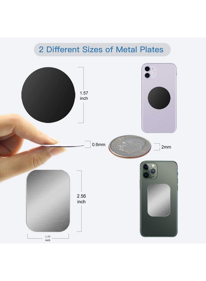 OWLKELA Mount Metal Plate For Phone Magnet Car Mount Holder Cradle With Adhesive Universal Replacement Sticker Compatible With Magnetic Mounts 10 Pack Black And Silver (4 Rectangle And 6 Round) - Image 3
