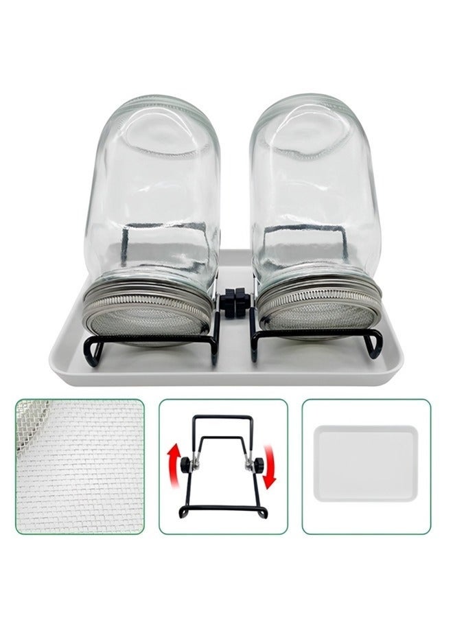 Bukela Jar Sprouting Kit-2pack 32oz Complete Wide Mouth Jar Sprouting Kit with Stainless Steel Sprouter Lids,Stand &Tray,Sprouting Jars for Bean Broccoli Alfalfa Radish Sunflower Seed - Image 2