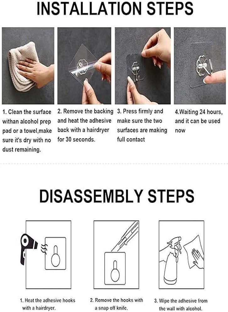 Adhesive Hooks for Hanging, 30 Pcs 22 lbs(Max) Stainless Steel Adhesive Wall Hooks Removable, Heavy Duty Self Adhesive Waterproof Oil Proof Hooks for Bathroom, Shower, Kitchen, Air Towels  - Image 4
