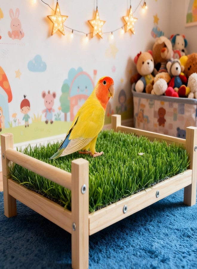 OOXYG Bird Toy with Foraging Mat, Parrot Forage Toy Bed, Parrot Grass Perch Hammock Bed, Bird Perch Conure Platform Grass Forage Toy for Parakeet, Cockatiel, Lovebird, Budgie - Image 2