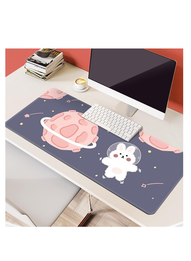 Mouse Pad, 32" x 12" Cartoons Lovely Keyboard Pad Extended Desk Mat Large with Non-Slip Rubber Base Durable Stitched Edges Waterproof Mat for Office Home Work Gamer - Image 2