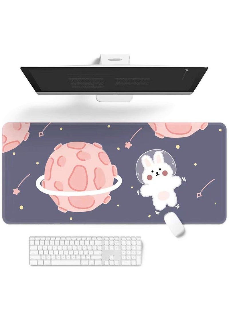 Mouse Pad, 32" x 12" Cartoons Lovely Keyboard Pad Extended Desk Mat Large with Non-Slip Rubber Base Durable Stitched Edges Waterproof Mat for Office Home Work Gamer - Image 1