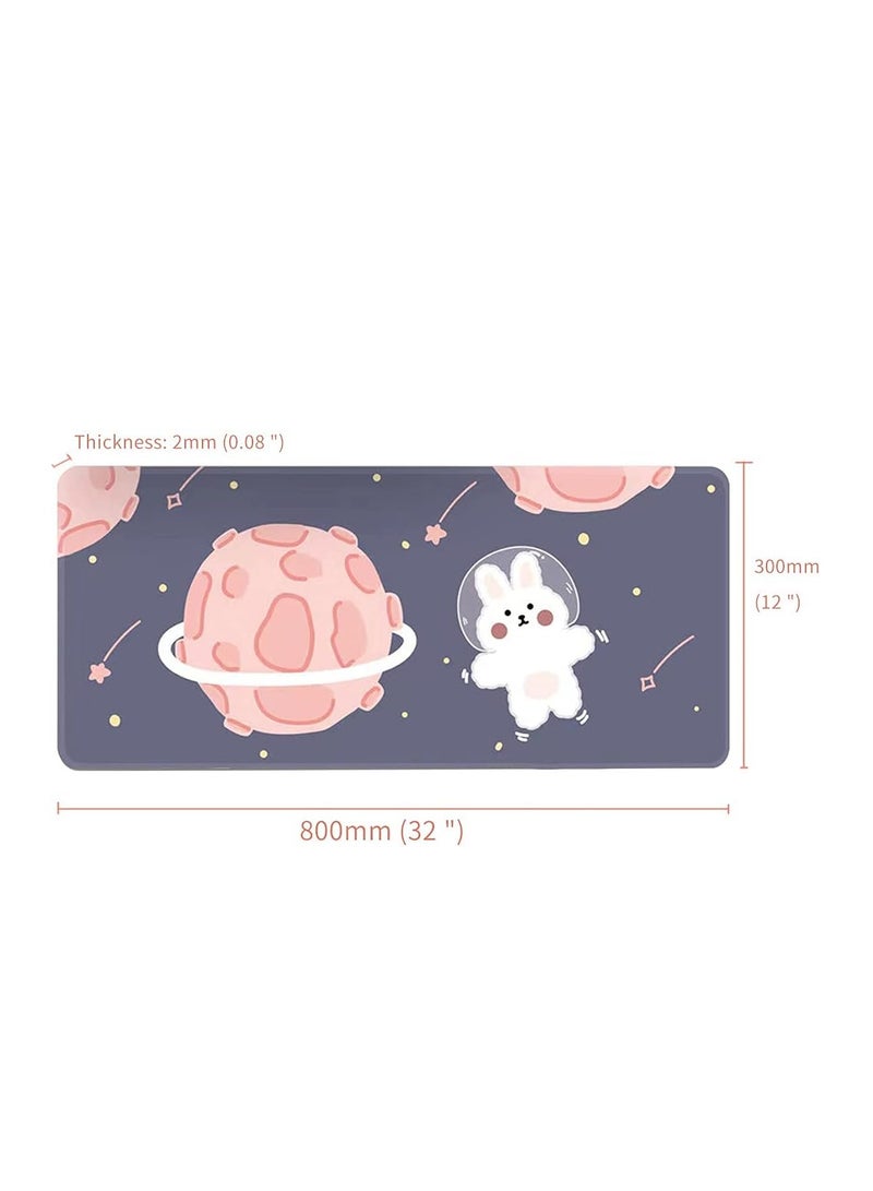Mouse Pad, 32" x 12" Cartoons Lovely Keyboard Pad Extended Desk Mat Large with Non-Slip Rubber Base Durable Stitched Edges Waterproof Mat for Office Home Work Gamer - Image 4