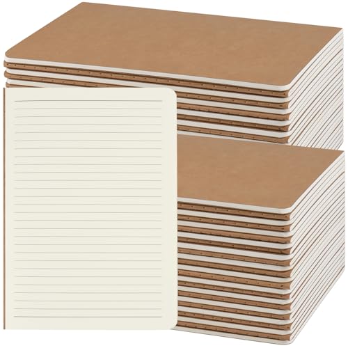 ZCZN 50 Pack A5 Kraft Notebooks Bulk, 8.15x5.5 Inches Lined Paper Journaling Notebooks, Notebooks for Work, Composition Notebooks for School, Journal Notebooks for Office, 60 Pages - Image 1