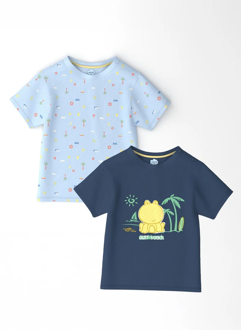 Nautinati Nautinati Infants' Cotton Pack of 2 Ocean Print T-shirt